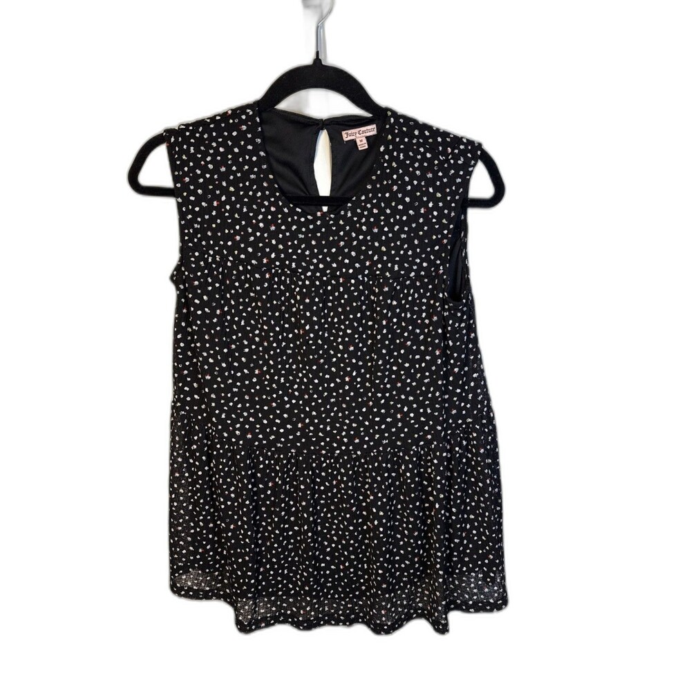 Juicy Couture Size M Women's Black Semi Peplum Top Sleeveless Office